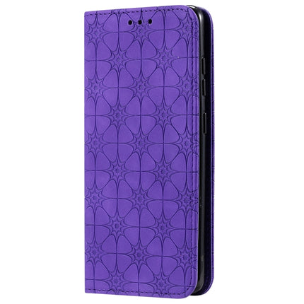 For Galaxy S20 Lucky Flowers Embossing Pattern Magnetic Horizontal Flip Leather Case with Holder & Card Slots(Purple)-garmade.com