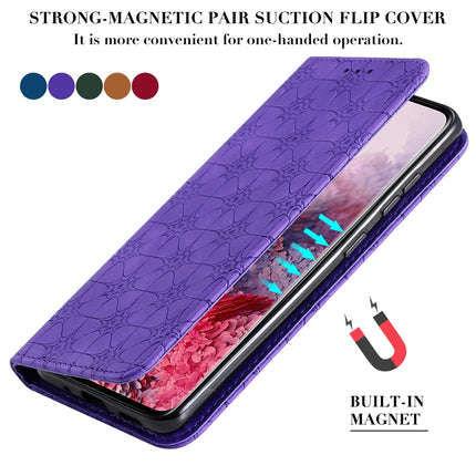 For Galaxy S20 Lucky Flowers Embossing Pattern Magnetic Horizontal Flip Leather Case with Holder & Card Slots(Purple)-garmade.com