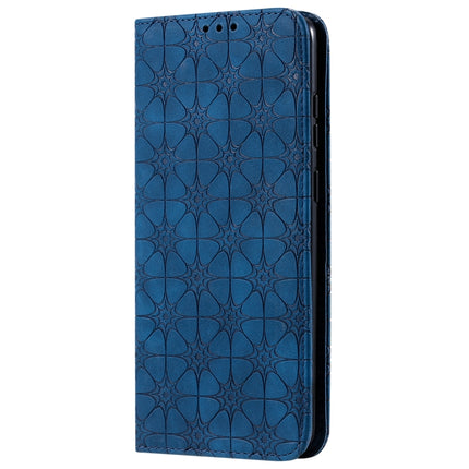 For Galaxy S20 Plus Lucky Flowers Embossing Pattern Magnetic Horizontal Flip Leather Case with Holder & Card Slots(Dark Blue)-garmade.com