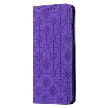 For Galaxy S20 Plus Lucky Flowers Embossing Pattern Magnetic Horizontal Flip Leather Case with Holder & Card Slots(Purple)-garmade.com