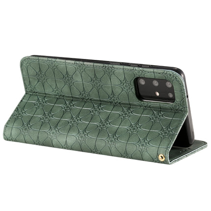 For Galaxy S20 Plus Lucky Flowers Embossing Pattern Magnetic Horizontal Flip Leather Case with Holder & Card Slots(Dark Green)-garmade.com