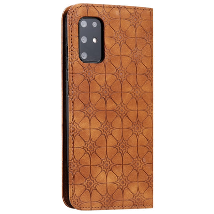For Galaxy S20 Plus Lucky Flowers Embossing Pattern Magnetic Horizontal Flip Leather Case with Holder & Card Slots(Brown)-garmade.com