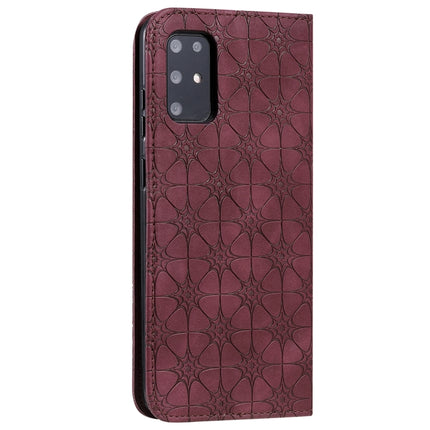 For Galaxy S20 Plus Lucky Flowers Embossing Pattern Magnetic Horizontal Flip Leather Case with Holder & Card Slots(Wine Red)-garmade.com