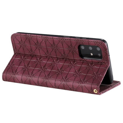 For Galaxy S20 Plus Lucky Flowers Embossing Pattern Magnetic Horizontal Flip Leather Case with Holder & Card Slots(Wine Red)-garmade.com