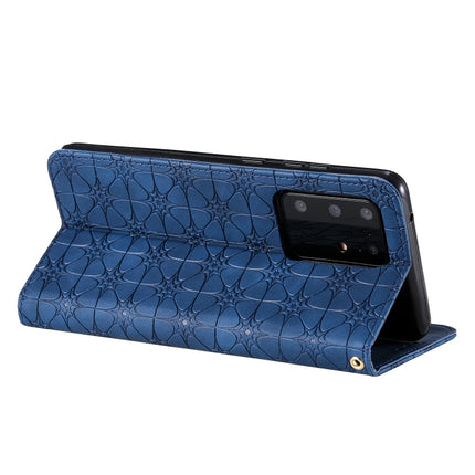 For Galaxy S20 Ultra Lucky Flowers Embossing Pattern Magnetic Horizontal Flip Leather Case with Holder & Card Slots(Dark Blue)-garmade.com
