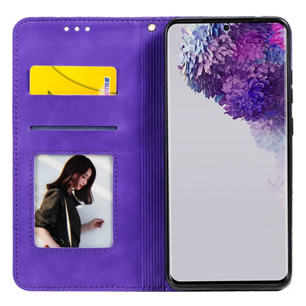 For Galaxy S20 Ultra Lucky Flowers Embossing Pattern Magnetic Horizontal Flip Leather Case with Holder & Card Slots(Purple)-garmade.com