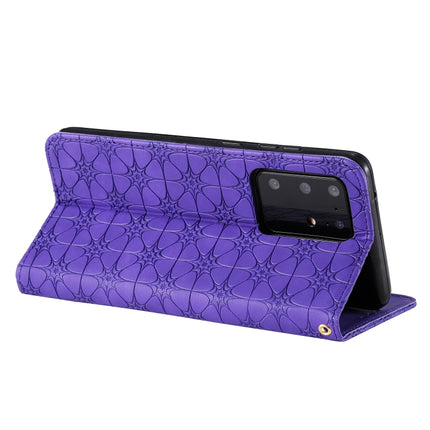 For Galaxy S20 Ultra Lucky Flowers Embossing Pattern Magnetic Horizontal Flip Leather Case with Holder & Card Slots(Purple)-garmade.com