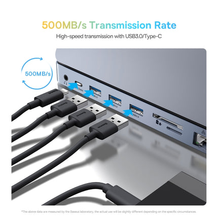 Baseus WKSX030013 11 in 1 USB-C / Type-C to HDMI+USB3.0x3+PD+VGA+SD/TF+RJ45+USB-C / Type-C+3.5mm HUB Adapter(Space Grey)-garmade.com