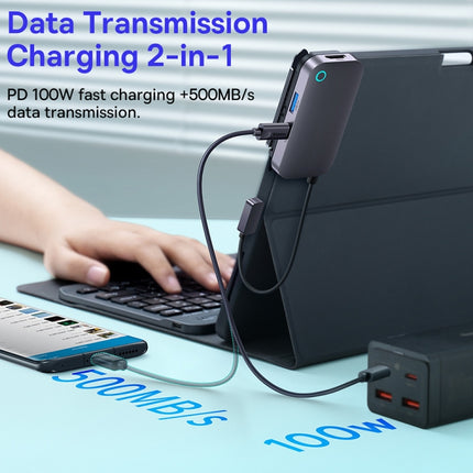 Baseus WKWJ000113 6 in 1 USB-C / Type-C to USB3.0+HDMI+USB-C / Type-C+3.5mm+SD/TF HUB Adapter(Space Grey)-garmade.com