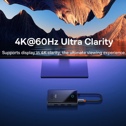 Baseus WKYY030113 5 in 1 USB-C / Type-C to USB3.0x3+HDMI+PD HUB Adapter(Space Grey)-garmade.com