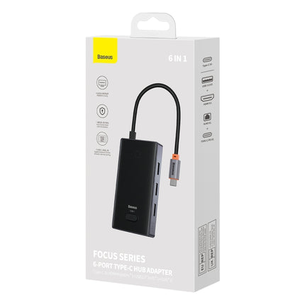 Baseus WKYY030213 6 in 1 USB-C / Type-C to USB3.0x3+HDMI+PD+RJ45 HUB Adapter(Space Grey)-garmade.com