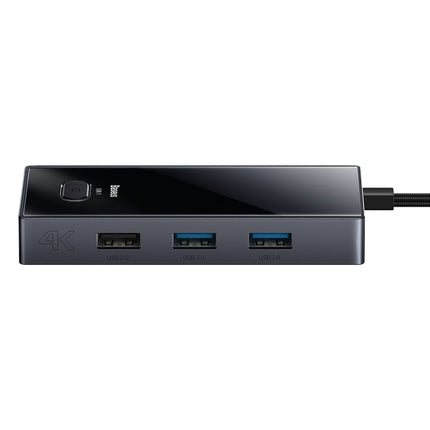 Baseus WKYY030313 8 in 1 USB-C / Type-C to USB3.0x2+USB2.0+PD+HDMI+SD/TF+RJ45 HUB Adapter(Space Grey)-garmade.com