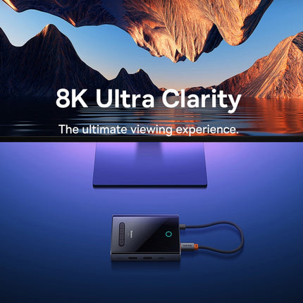 Baseus WKYY030413 8 in 1 USB-C / Type-C to HDMIx2+DP8K+VGA+USB3.0x2+USB-C / Type-C+PD HUB Adapter(Space Grey)-garmade.com