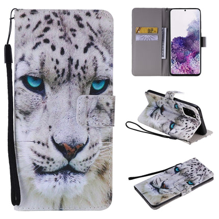 For Galaxy S20+ Painting Horizontal Flip Leather Case with Holder & Card Slot & Lanyard(White Leopard)-garmade.com