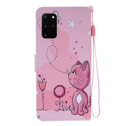 For Galaxy S20+ Painting Horizontal Flip Leather Case with Holder & Card Slot & Lanyard(Cat and Bee)-garmade.com