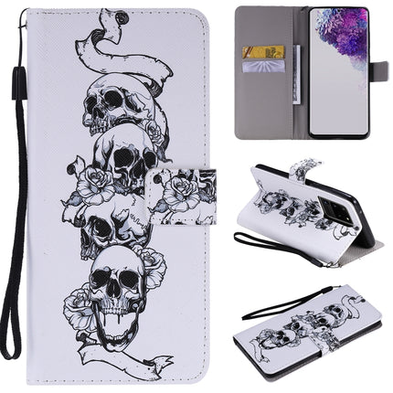 For Galaxy S20 Ultra Painting Horizontal Flip Leather Case with Holder & Card Slot & Lanyard(Skull Bone)-garmade.com