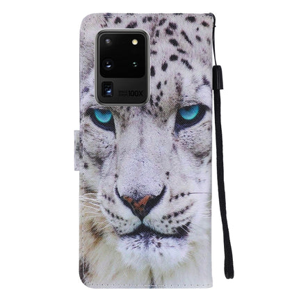 For Galaxy S20 Ultra Painting Horizontal Flip Leather Case with Holder & Card Slot & Lanyard(White Leopard)-garmade.com