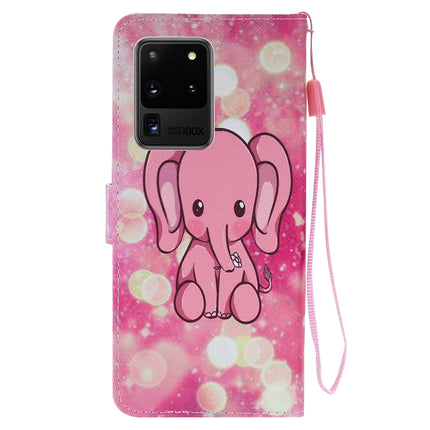 For Galaxy S20 Ultra Painting Horizontal Flip Leather Case with Holder & Card Slot & Lanyard(Pink Elephant)-garmade.com