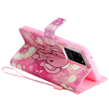 For Galaxy S20 Ultra Painting Horizontal Flip Leather Case with Holder & Card Slot & Lanyard(Pink Elephant)-garmade.com