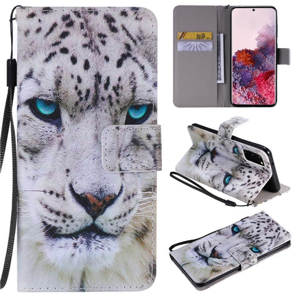 For Galaxy S20 Painting Horizontal Flip Leather Case with Holder & Card Slot & Lanyard(White Leopard)-garmade.com