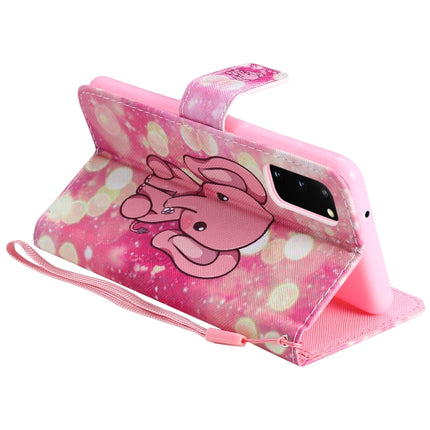 For Galaxy S20 Painting Horizontal Flip Leather Case with Holder & Card Slot & Lanyard(Pink Elephant)-garmade.com