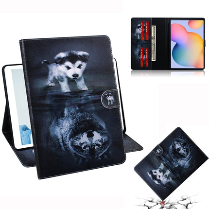 For Galaxy Tab S6 Lite P610 / P615 Colored Drawing Horizontal Flip Leather Case with Holder & Card Slot & Wallet(Wolf and Dog)-garmade.com