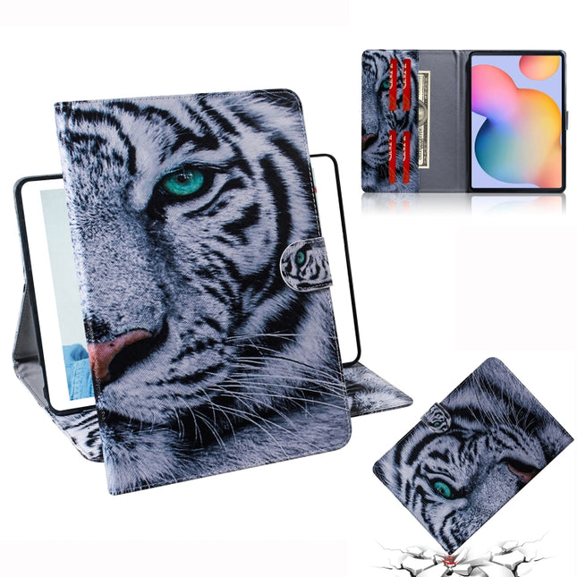 For Galaxy Tab S6 Lite P610 / P615 Colored Drawing Horizontal Flip Leather Case with Holder & Card Slot & Wallet(Tiger)-garmade.com