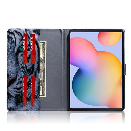 For Galaxy Tab S6 Lite P610 / P615 Colored Drawing Horizontal Flip Leather Case with Holder & Card Slot & Wallet(Tiger)-garmade.com