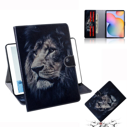 For Galaxy Tab S6 Lite P610 / P615 Colored Drawing Horizontal Flip Leather Case with Holder & Card Slot & Wallet(Lion)-garmade.com