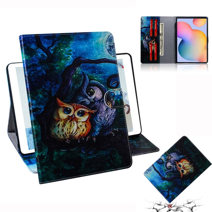 For Galaxy Tab S6 Lite P610 / P615 Colored Drawing Horizontal Flip Leather Case with Holder & Card Slot & Wallet(Oil Owl)-garmade.com
