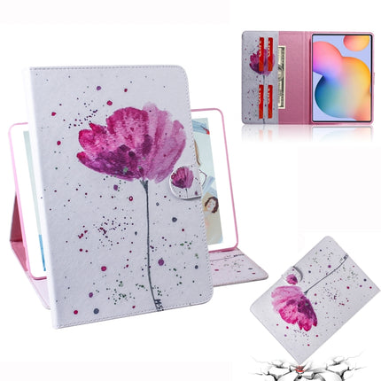 For Galaxy Tab S6 Lite P610 / P615 Colored Drawing Horizontal Flip Leather Case with Holder & Card Slot & Wallet(Purple Orchids)-garmade.com