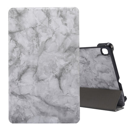 For Galaxy Tab S6 Lite P610 / P615 Marble Texture Horizontal Flip Leather Case, with Three-folding Holder & Sleep / Wake-up Function(Black Grey)-garmade.com