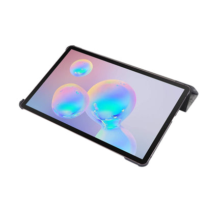 For Galaxy Tab S6 Lite P610 / P615 Marble Texture Horizontal Flip Leather Case, with Three-folding Holder & Sleep / Wake-up Function(Black Grey)-garmade.com
