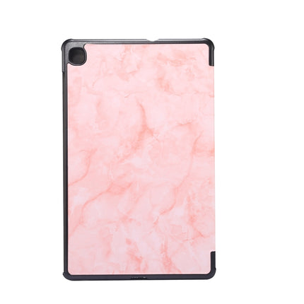 For Galaxy Tab S6 Lite P610 / P615 Marble Texture Horizontal Flip Leather Case, with Three-folding Holder & Sleep / Wake-up Function(Pink)-garmade.com