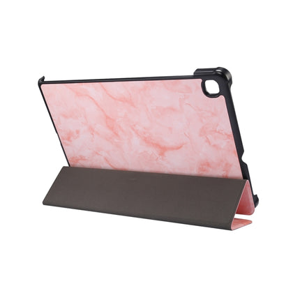 For Galaxy Tab S6 Lite P610 / P615 Marble Texture Horizontal Flip Leather Case, with Three-folding Holder & Sleep / Wake-up Function(Pink)-garmade.com
