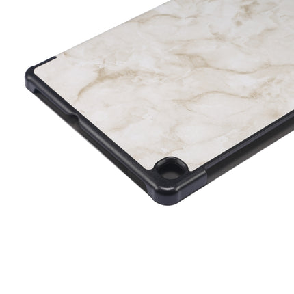 For Galaxy Tab S6 Lite P610 / P615 Marble Texture Horizontal Flip Leather Case, with Three-folding Holder & Sleep / Wake-up Function(Grey)-garmade.com