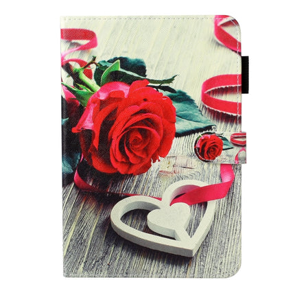 For Galaxy Tab A 8.0 (2019) T290 Cross Texture Painted Horizontal Leather Case with Sleep / Wake-up Function & Card Slot & Holder & Wallet(Red Rose)-garmade.com