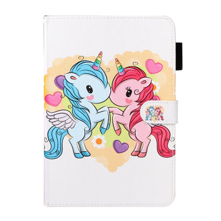 For Galaxy Tab A 8.0 (2019) T290 Cross Texture Painted Horizontal Leather Case with Sleep / Wake-up Function & Card Slot & Holder & Wallet(Couple Unicorn)-garmade.com