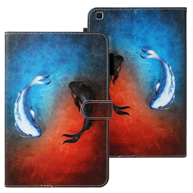 For Galaxy Tab A 8.0 (2019) T290 Cross Texture Painted Horizontal Leather Case with Sleep / Wake-up Function & Card Slot & Holder & Wallet(Fish)-garmade.com
