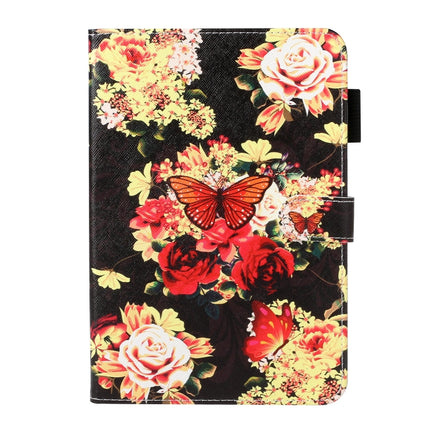 For Galaxy Tab S5e T720 Cross Texture Painted Horizontal Leather Case with Sleep / Wake-up Function & Card Slot & Holder & Wallet(Black Peony Flower)-garmade.com