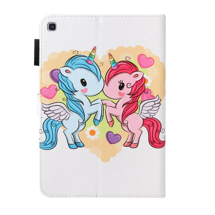For Galaxy Tab S5e T720 Cross Texture Painted Horizontal Leather Case with Sleep / Wake-up Function & Card Slot & Holder & Wallet(Couple Unicorn)-garmade.com