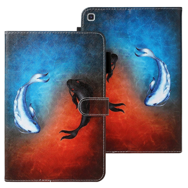 For Galaxy Tab S5e T720 Cross Texture Painted Horizontal Leather Case with Sleep / Wake-up Function & Card Slot & Holder & Wallet(Fish)-garmade.com