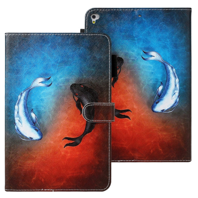 For iPad Air Cross Texture Painted Horizontal Leather Case with Sleep / Wake-up Function & Card Slot & Holder & Wallet(Fish)-garmade.com