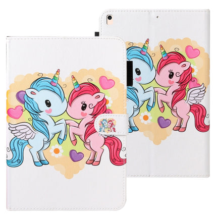 For iPad 10.2 Cross Texture Painted Horizontal Leather Case with Sleep / Wake-up Function & Card Slot & Holder & Wallet(Couple Unicorn)-garmade.com