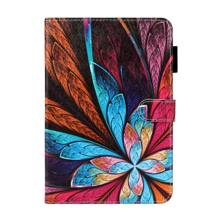 For iPad 10.2 Cross Texture Painted Horizontal Leather Case with Sleep / Wake-up Function & Card Slot & Holder & Wallet(Colorful Flower)-garmade.com