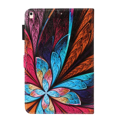 For iPad 10.2 Cross Texture Painted Horizontal Leather Case with Sleep / Wake-up Function & Card Slot & Holder & Wallet(Colorful Flower)-garmade.com