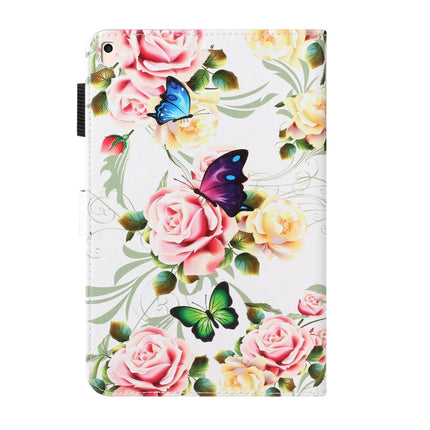 For iPad 10.2 Cross Texture Painted Horizontal Leather Case with Sleep / Wake-up Function & Card Slot & Holder & Wallet(White Peony Flower)-garmade.com