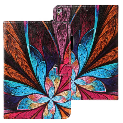 For iPad Air Cross Texture Painted Horizontal Leather Case with Sleep / Wake-up Function & Card Slot & Holder & Wallet(Colorful Flower)-garmade.com