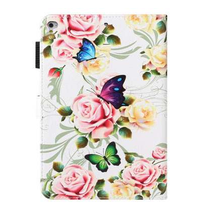 For iPad Air 2 Cross Texture Painted Horizontal Leather Case with Sleep / Wake-up Function & Card Slot & Holder & Wallet(White Peony Flower)-garmade.com