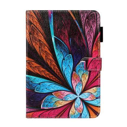 For iPad Mini / 5 / 4 / 3 / 2 /1 Cross Texture Painted Horizontal Leather Case with Sleep / Wake-up Function & Card Slot & Holder & Wallet(Colorful Flower)-garmade.com